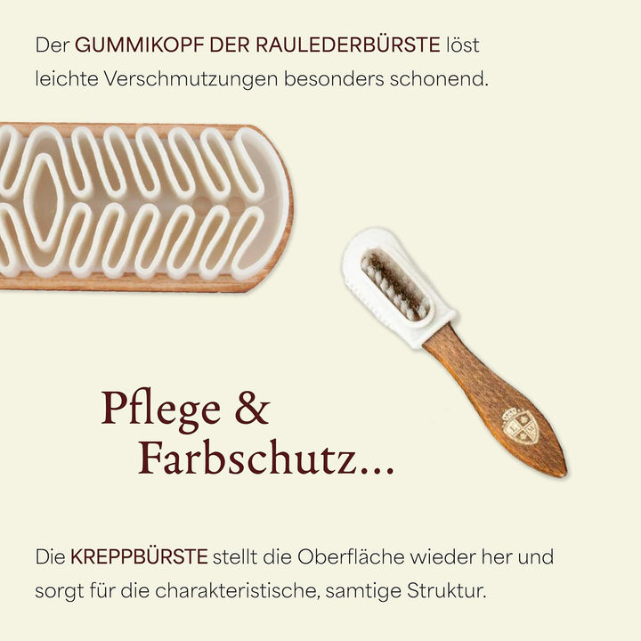 Langer & Messmer Schuhpflegeset für Rauleder - Schuhputzset mit Schuhbürsten zur Nubukleder Pflege u