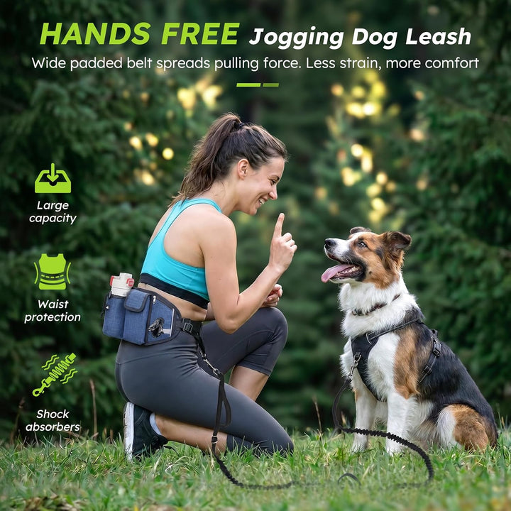 Pecute Joggingleine Hunde mit Bauchgurt, Laufgürtel Hundleine für Grosse und Mittelgrosse Hunde, Lei