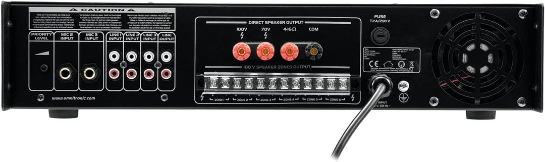 OMNITRONIC MPVZ-120.6P Mischverstärker | 6-Zonen-ELA-Mono-Mischverstärker, MP3-Player & IR-FB, Zonen