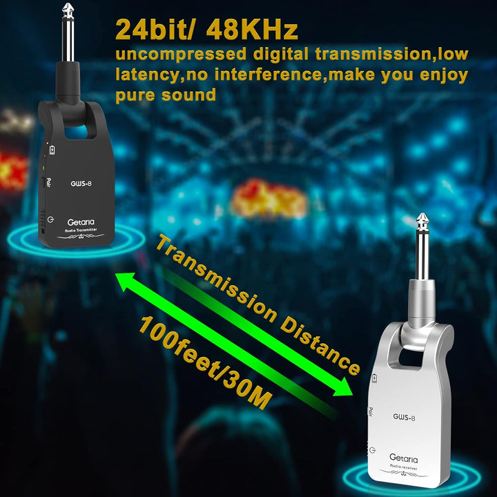 Getaria Gitarren Sender 2.4 G Wireless gitarre Sender Built-in Rechargeable Lithium battery for Elec