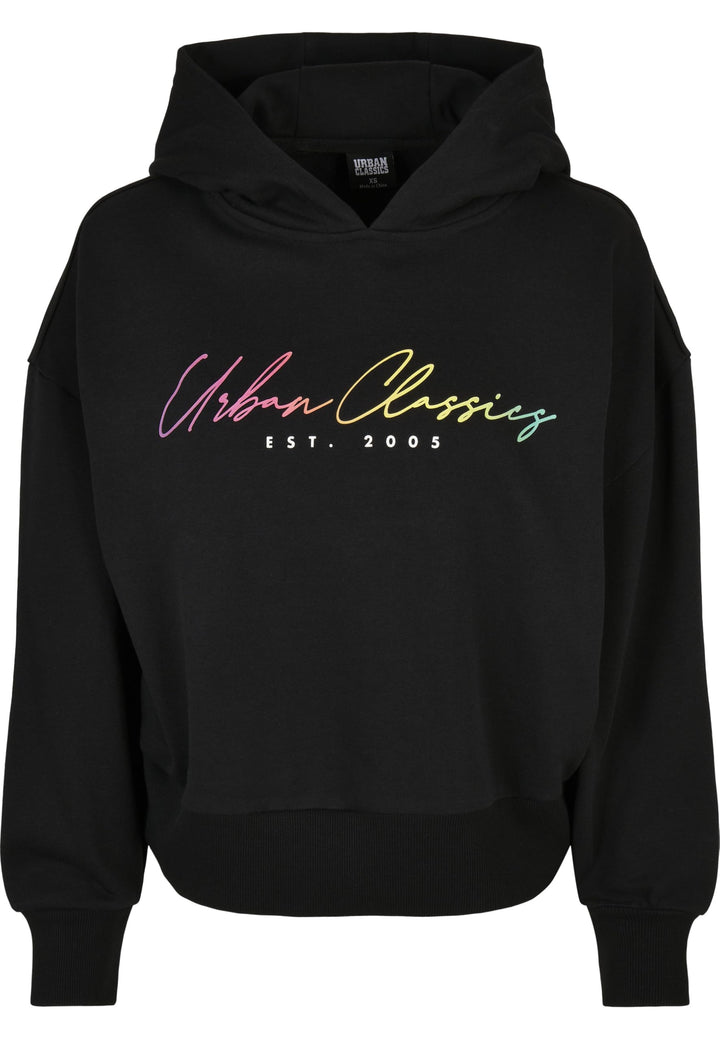 Urban Classics Damen Kapuzenpullover Ladies Oversized Rainbow Hoody, Frauen Sweatshirt mit Logo Prin
