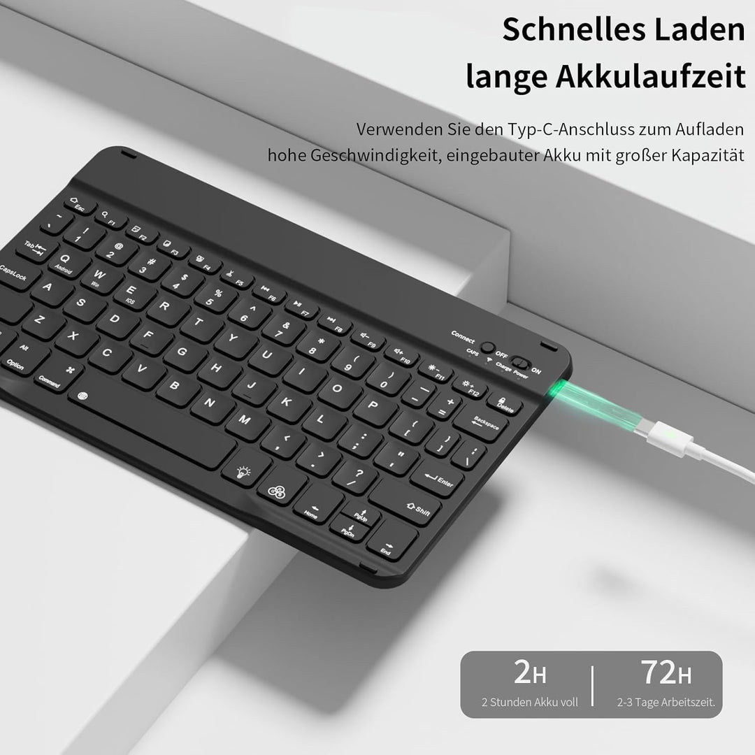 Tastatur Hülle für iPad A16 11. / 10. Generation (2025/2022, 11/10,9 Zoll), 7-farbige Hintergrundbel