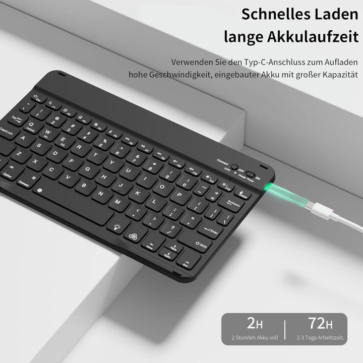 Tastatur Hülle für iPad A16 11. / 10. Generation (2025/2022, 11/10,9 Zoll), 7-farbige Hintergrundbel