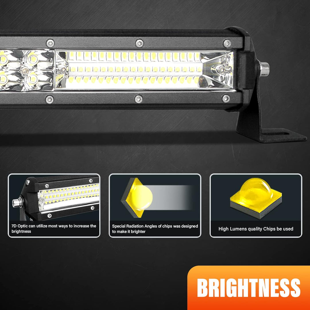 AUXTINGS LED Zusatzscheinwerfer Bar,38 cm 144W Lightbar 9600lm Schlank Einzelreihe LED Arbeitsschein