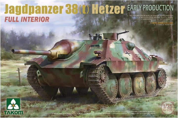 TAKOM 2170 Jagdpanzer 38(t) Hetzer EARLY mit Full Interior Massstab 1:35 Modellbau