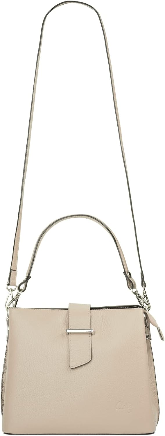 Handtasche Echt Leder Damen Made in Italy, Tragetasche, Umhängetasche, Abendtasche aus Leder 021791