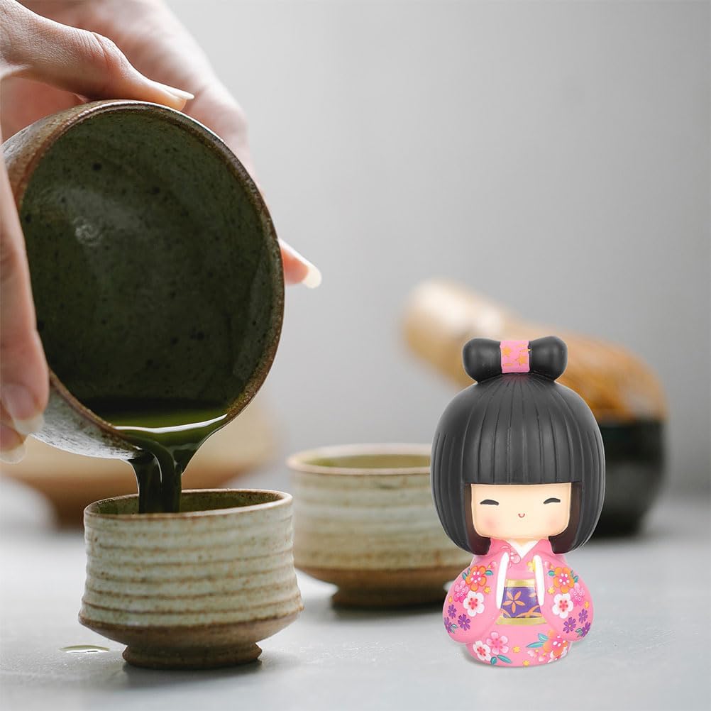 BESPORTBLE Japanische Kokeshi Puppen Geisha Figur Miniatur Kimono Puppen Geisha Puppe Deko Sammelfig