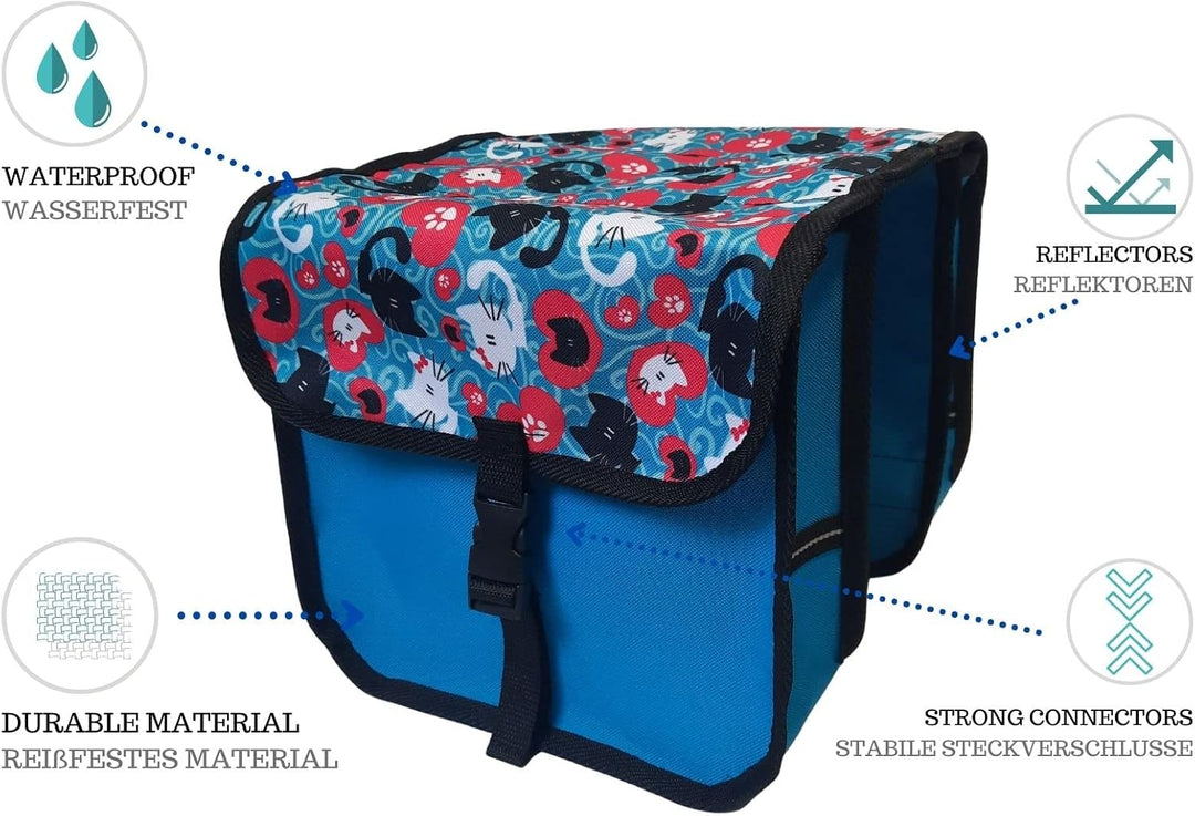 Beluko FAHRRADTASCHE Kinderfahrradtasche Satteltasche 20-26" Gepäckträgetasche Doppel (49 - Midi - K