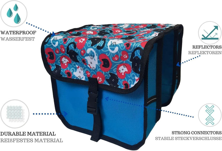 Beluko FAHRRADTASCHE Kinderfahrradtasche Satteltasche 20-26" Gepäckträgetasche Doppel (49 - Midi - K