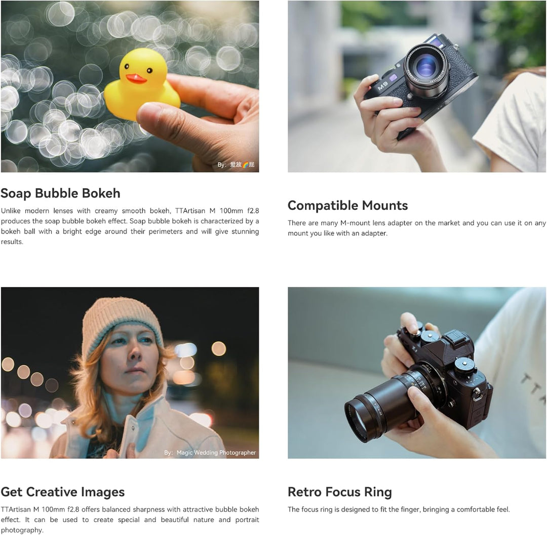 TTArtisan 100mm F2.8 Bubble Bokeh Objektiv MF Full Frame Für spiegellose Kameras nur für Leica M-Mou