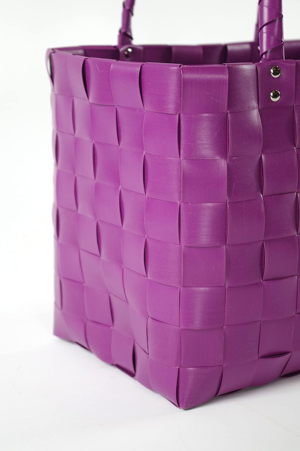 Kobolo Tasche Einkaufskorb geflochten Kunststoff Shopper - Fuchsia XXL - 36x22x28 cm
