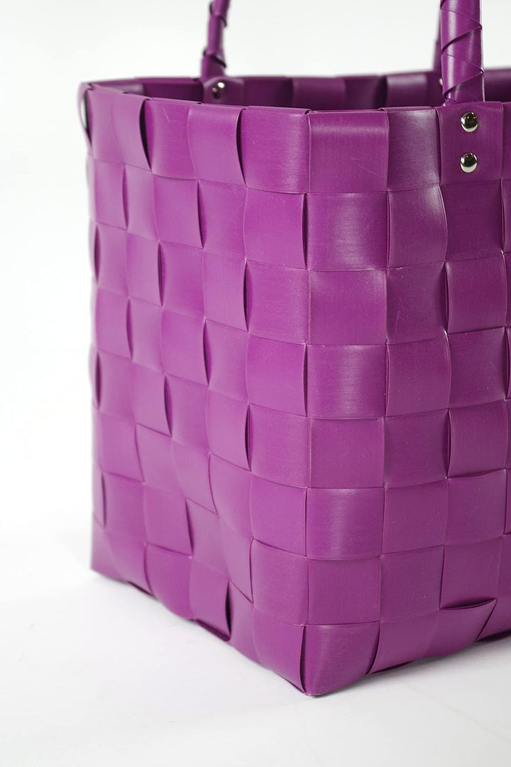 Kobolo Tasche Einkaufskorb geflochten Kunststoff Shopper - Fuchsia XXL - 36x22x28 cm