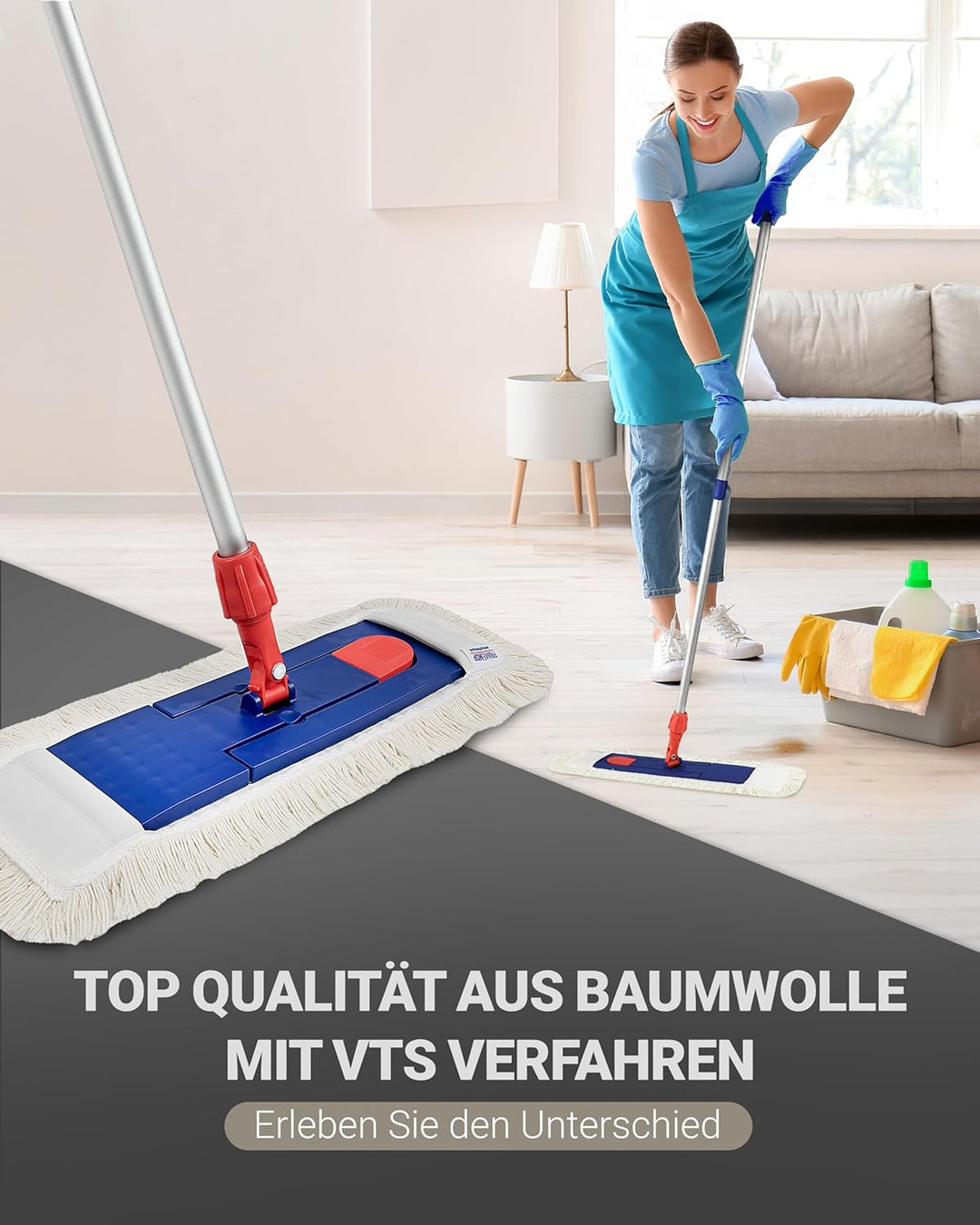 10 Profi Baumwolle Bodenwischer 40cm mit Aussenfransen - Wischmopp Bezug für effektive Gewerbe- & He