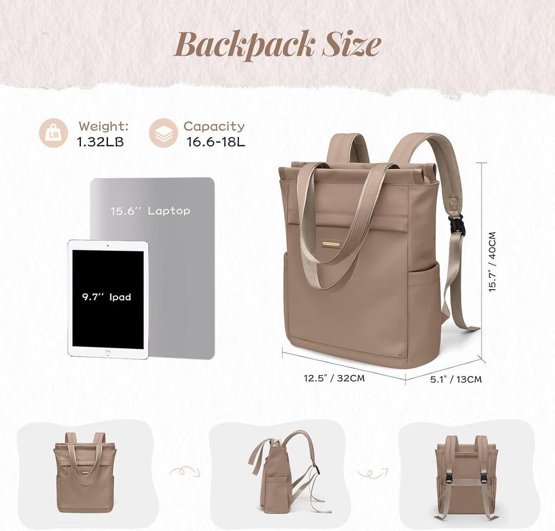 GOLF SUPAGS Convertible Notebook Handtasche, Laptop Rucksack für Damen mit Laptopfach, 15.6 Zoll Sty