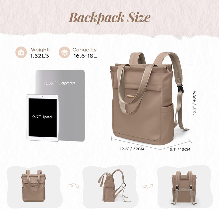GOLF SUPAGS Convertible Notebook Handtasche, Laptop Rucksack für Damen mit Laptopfach, 15.6 Zoll Sty