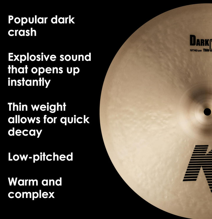 Zildjian K Zildjian Series - 16" Dark Crash Thin Cymbal 16 Zoll Dark Thin, 16 Zoll Dark Thin