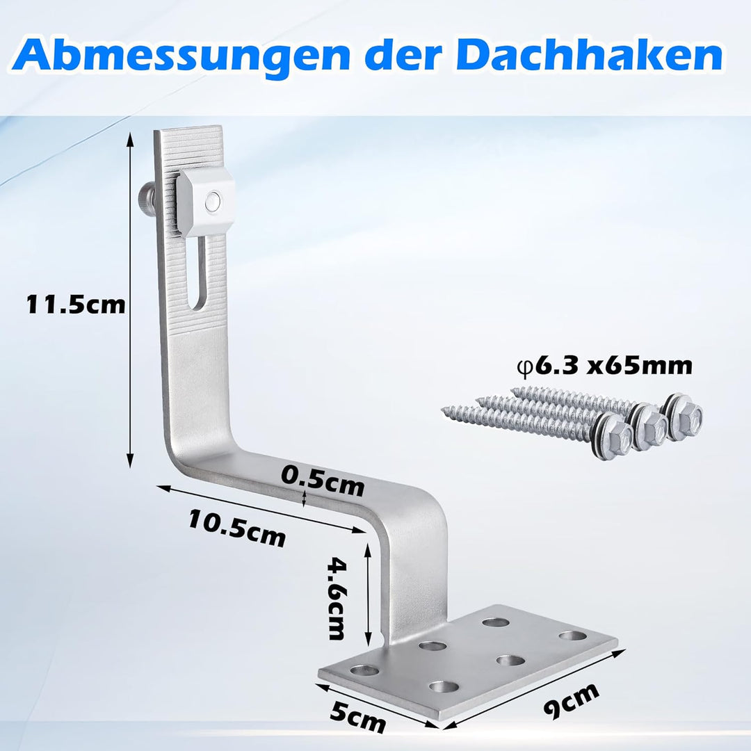 Warmfay Solar Halterung Ziegeldach Set für 2 Module, Upgrade 300MM Aluprofil und Photovoltaik Dachha