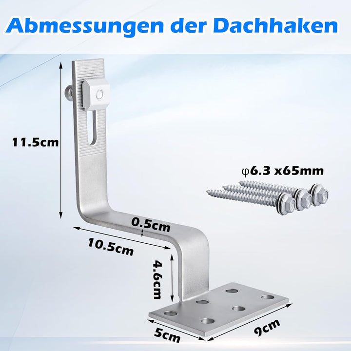 Warmfay Solar Halterung Ziegeldach Set für 2 Module, Upgrade 300MM Aluprofil und Photovoltaik Dachha