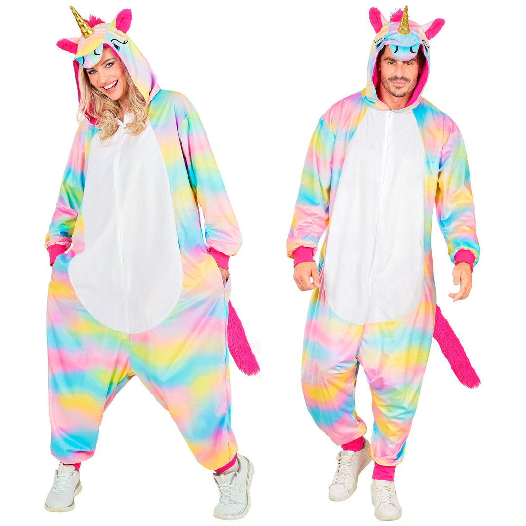 W WIDMANN MILANO Party Fashion - Tier Overall für Erwachsene, weicher Plüsch Jumpsuit mit Kapuze, Ti