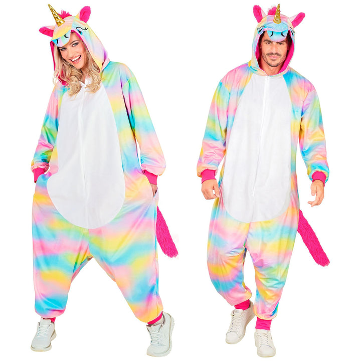 W WIDMANN MILANO Party Fashion - Tier Overall für Erwachsene, weicher Plüsch Jumpsuit mit Kapuze, Ti