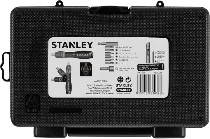 Stanley Ratschen Bit-Set, Gelenkgriff, 35-tlg (SL5/6/7 mm PH1/2/3 TX10/15/20/25/27/30 Innensechskant