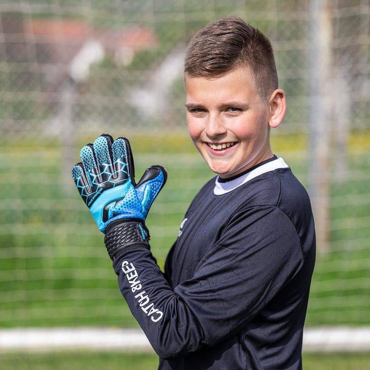 CATCH & KEEP® Protector – Fingerschutz Kinder Torwarthandschuhe - Premium Torhüterhandschuhe für Kin