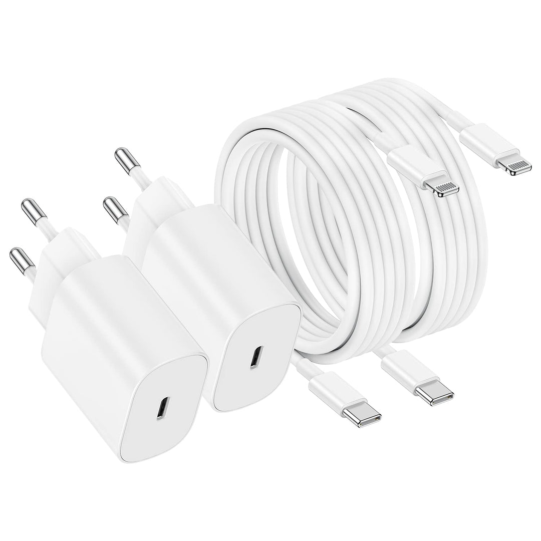 2 Pack iPhone Schnellladegerät,Apple Netzteil Ladegerät 20W mit USB C Light-ning Kabel 2M Original,