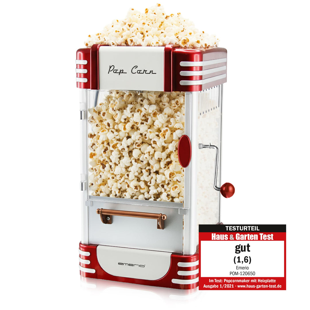 Emerio Popcornmaschine POM-120650, antihaftbeschichteter Behälter auch für süsses oder salziges Popc