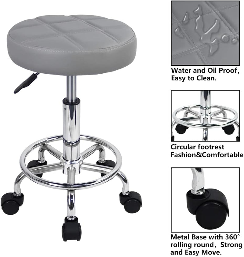 KKTONER Rollhocker mit Pedal (Grau), Grau