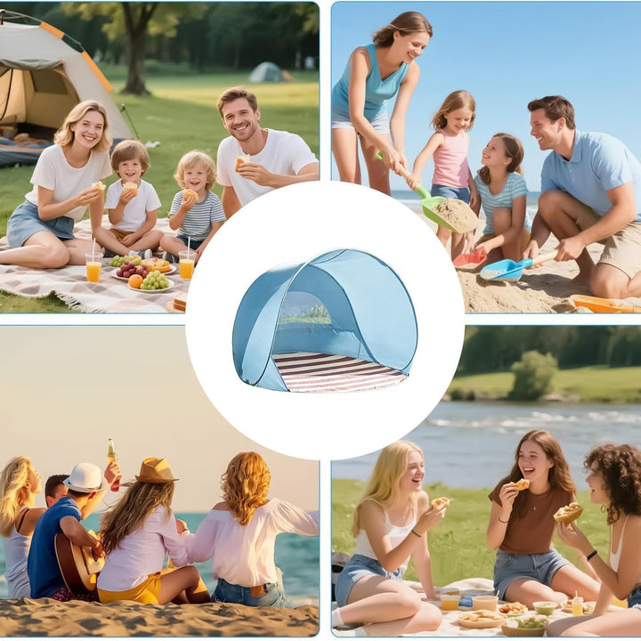 Strandmuschel, Tragbarer UV-Schutz Wasserdichter Sonnenschutz Windschutz Strandzelt Campingzelt Für