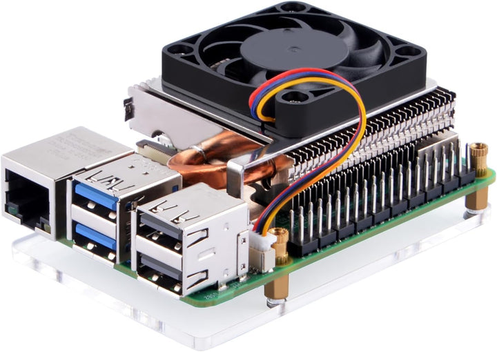 GeeekPi Ultra Thin ICE Tower Cooler for Raspberry Pi 5, Aluminum Heatsink with 40x40x5mm PWM Cooling