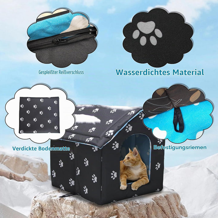Vinnypet Katzenhaus Für Draussen Winterfest Wasserdicht Und Warm Faltbare Pet Tierheim Für Katzen Mi