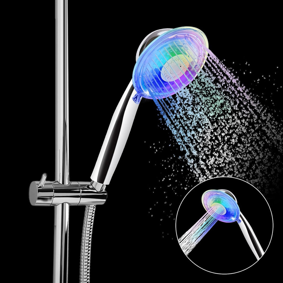 LEDGLE LED Duschkopf mit Farbwechsel LED Handbrause, 7 Farben Licht Automatische, Einstellbare Wasse