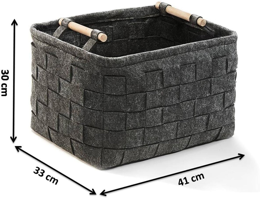 Kobolo Filzkorb Holzkorb für Kaminholz Zeitungskorb - Filz - dunkelgrau - 41x33x30 cm