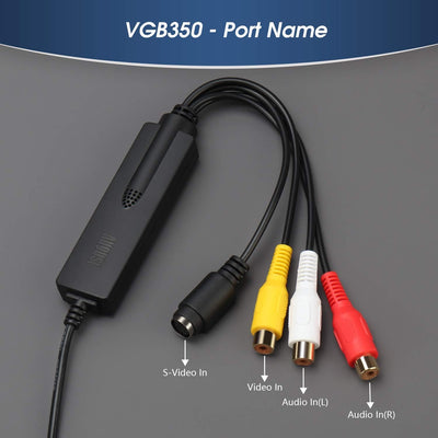 USB Video Grabber – August VGB350 Konverter mit Composite und S-Video Anschluss zum Digitalisieren v