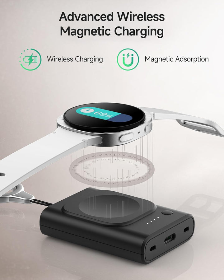 Kabelloses Ladegerät für Samsung Watch 8,1800mAh Tragbares Watch Ladestation mit Schlüsselanhänger,