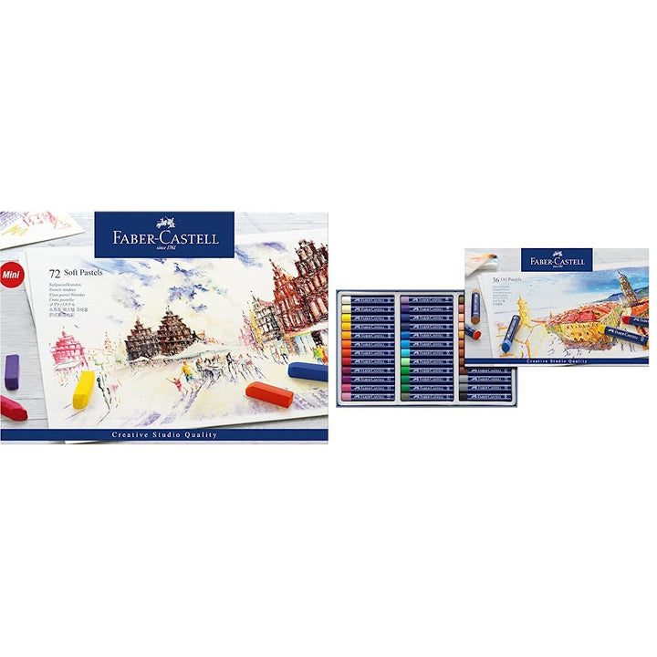 Faber-Castell 128272 - Softpastellkreide STUDIO QUALITY mini, 72er Etui & 127036 - Permanente Ölpast