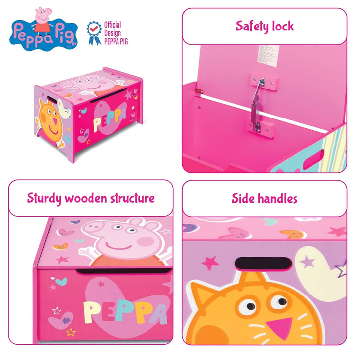 ARDITEX – Spielzeugtruhe aus Holz Peppa Pig – 62,5x40x37cm – Farbe Rosa – Ideal zum Aufbewahren von