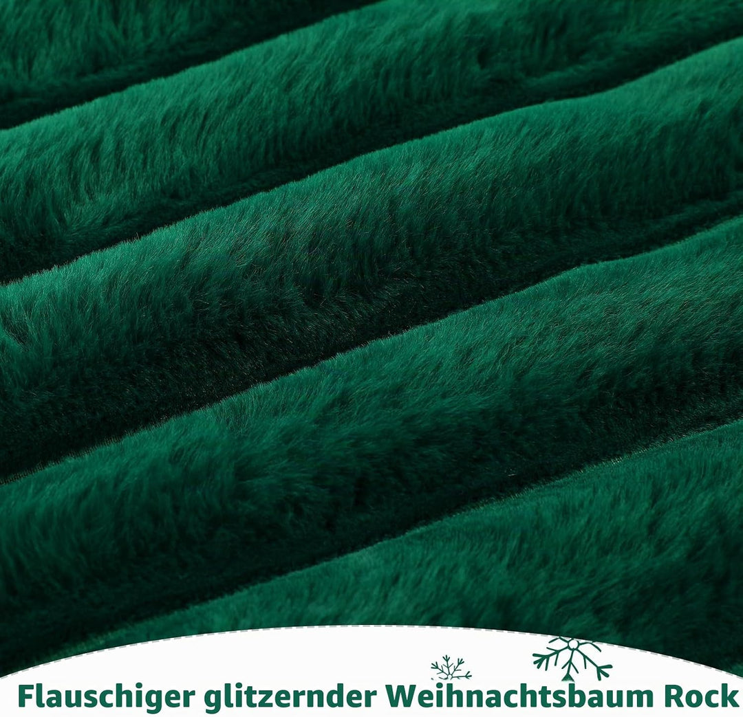 KONVINIT Weihnachtsbaumdecke Grün Luxus Kunstfell Round Christbaumdecke Weihnachtsbaumrock Weihnacht