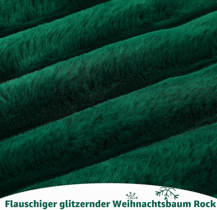 KONVINIT Weihnachtsbaumdecke Grün Luxus Kunstfell Round Christbaumdecke Weihnachtsbaumrock Weihnacht