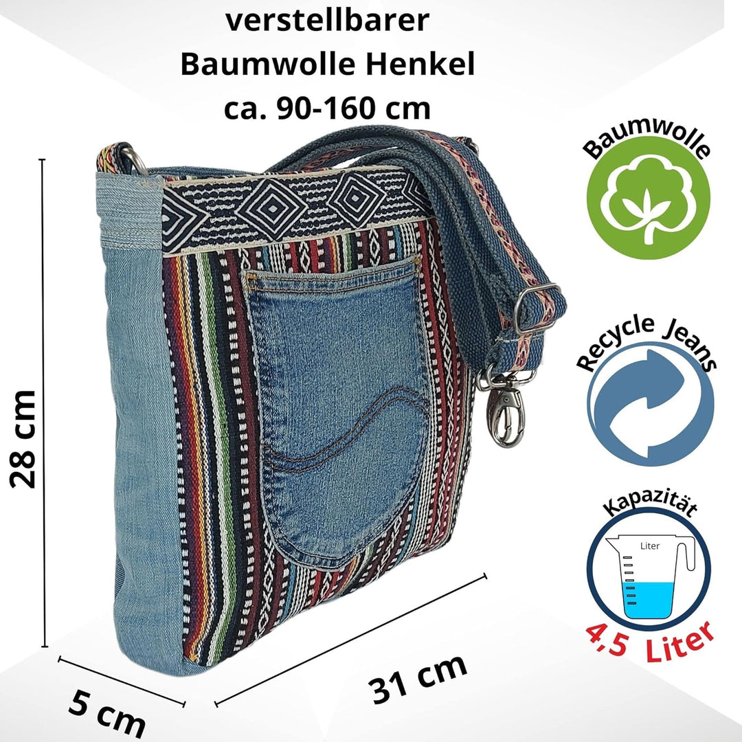 Sunsa Damen Taschen Umhängetasche Handtasche Canvas & Jeans. Grosse Boho Crossbody Tasche/bag Schult