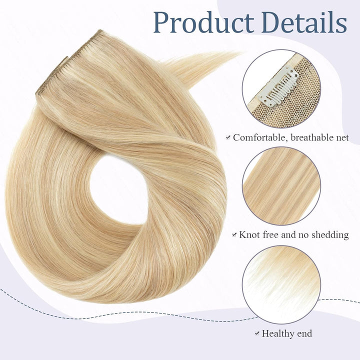 Clip in Extensions Echthaar DICK Haarteile Echthaar 1Pc 5 Clips Extensions Echthaar Clip in Weich Na