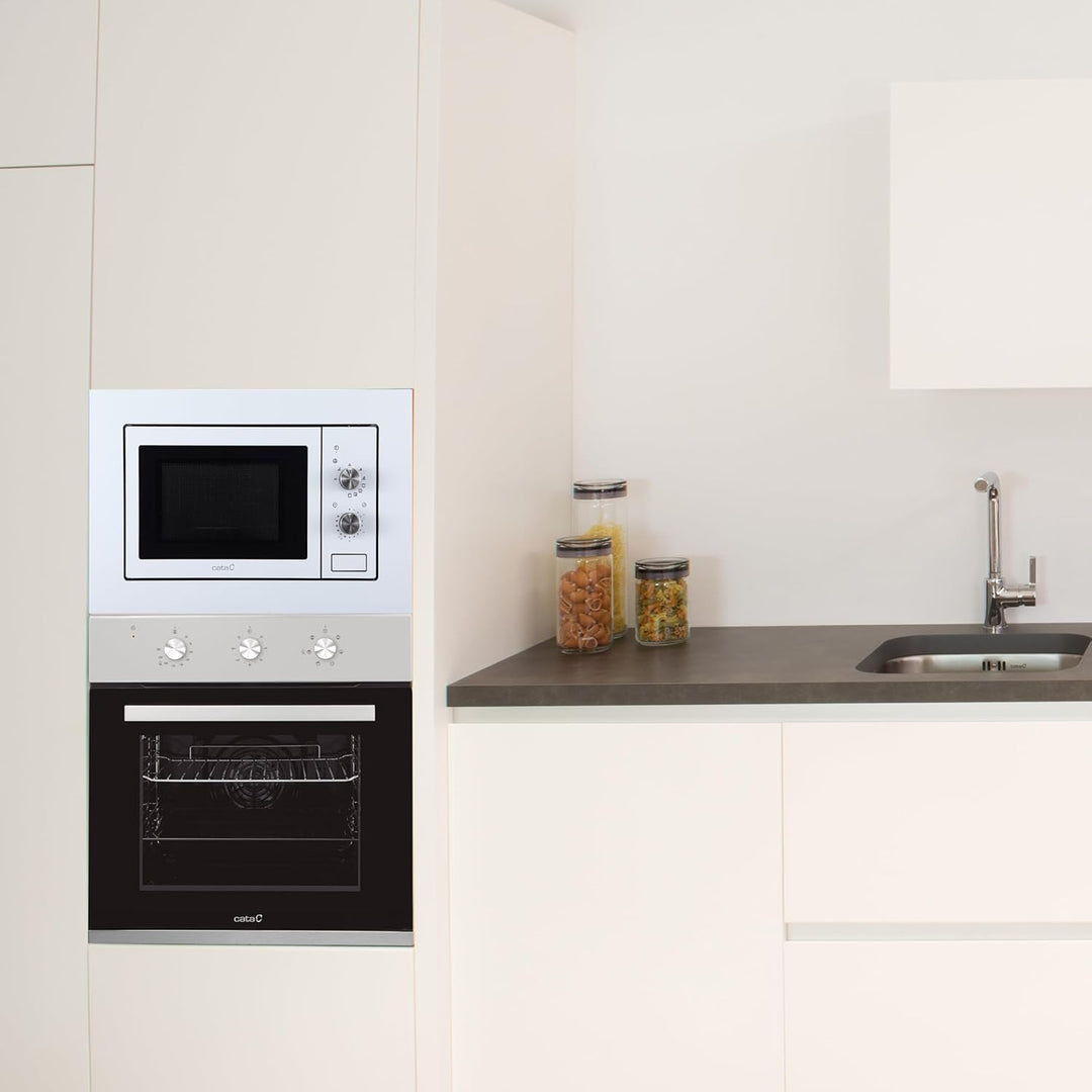 CATA MMA 20 WH Einbau-Mikrowelle 20L – 800 W Mikrowelle mit Grillfunktion, mechanischer Timer, Edels