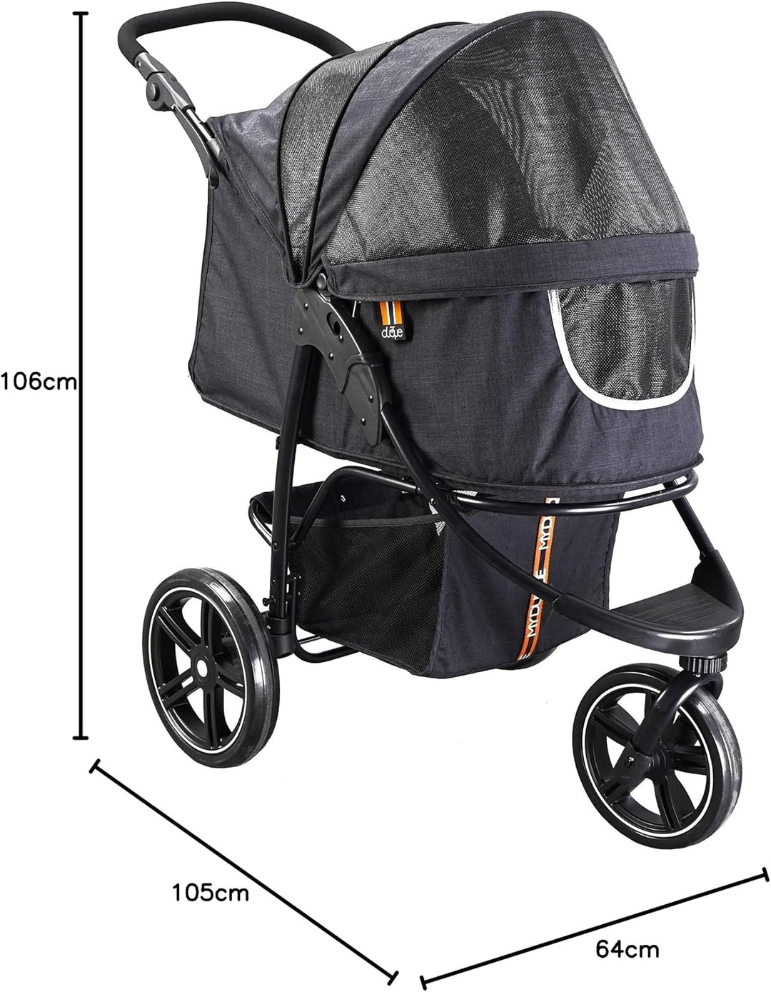 My Duque Cooper - Hundewagen & Haustier Buggy bis 32 kg mit Ablagekorb für Einkäufe, einfach faltbar