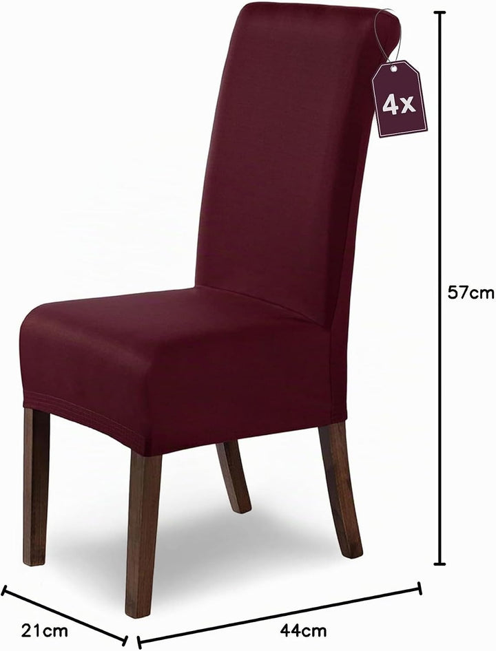 SCHEFFLER-Home Stuhlhussen Stretch Marie/Stuhlhussen Bordeaux 4er / elastische Stuhlabdeckungen mit