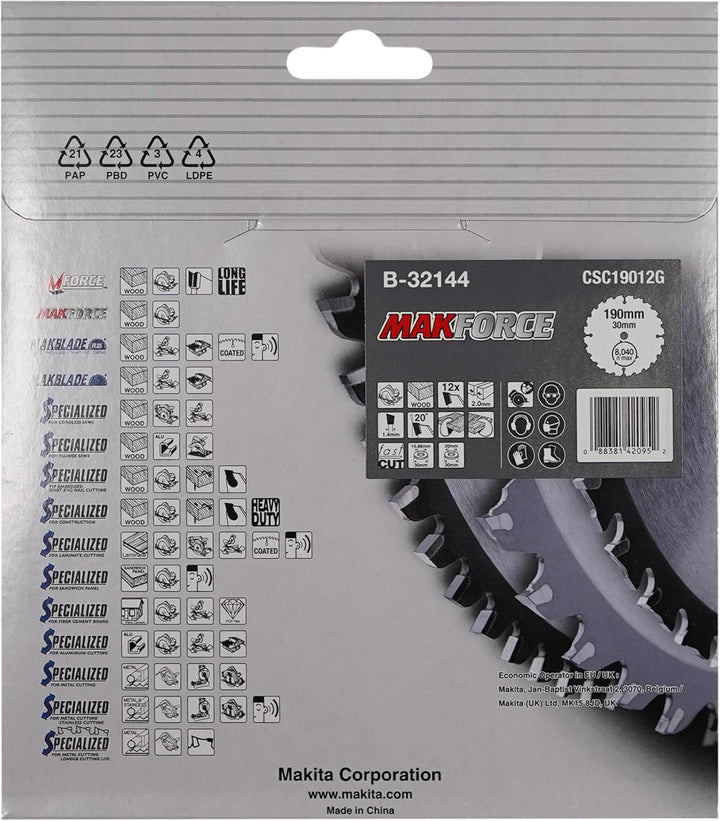 Makita MakForce Saegeblatt, 190 x 30 mm, 12Z, B-32144