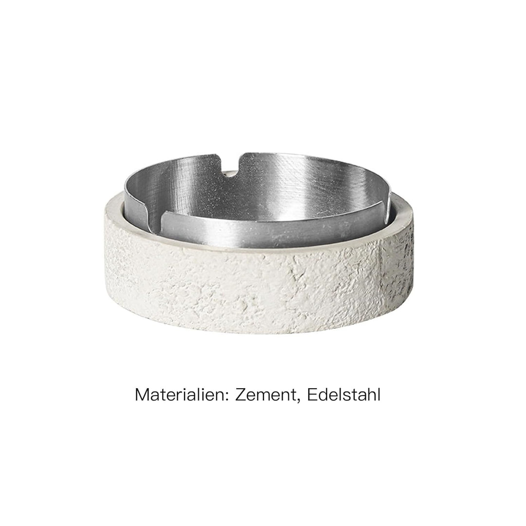 Dekorative Tisch Aufbewahrungsbox mit Deckel aus Zement & Edelstahl, Geruchsdicht, Windfest, Für Inn