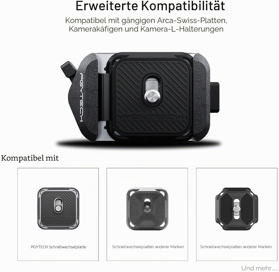 PGYTECH Arca-Swiss V2 Schnellwechselplatte & Klemme, mit 1/4"- bis 3/8"-Schraubgewinde für Sony/Niko