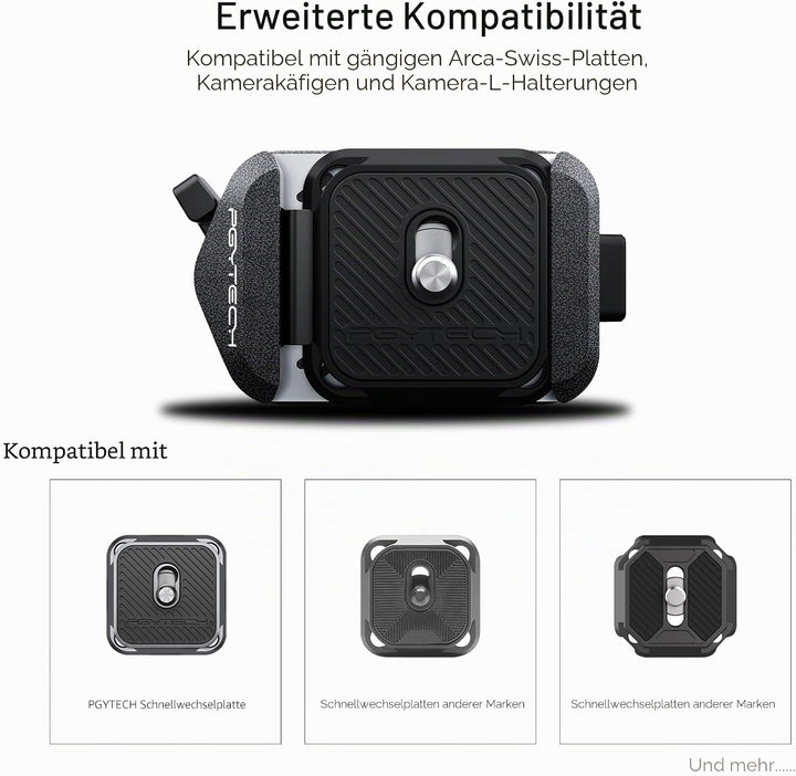 PGYTECH Arca-Swiss V2 Schnellwechselplatte & Klemme, mit 1/4"- bis 3/8"-Schraubgewinde für Sony/Niko