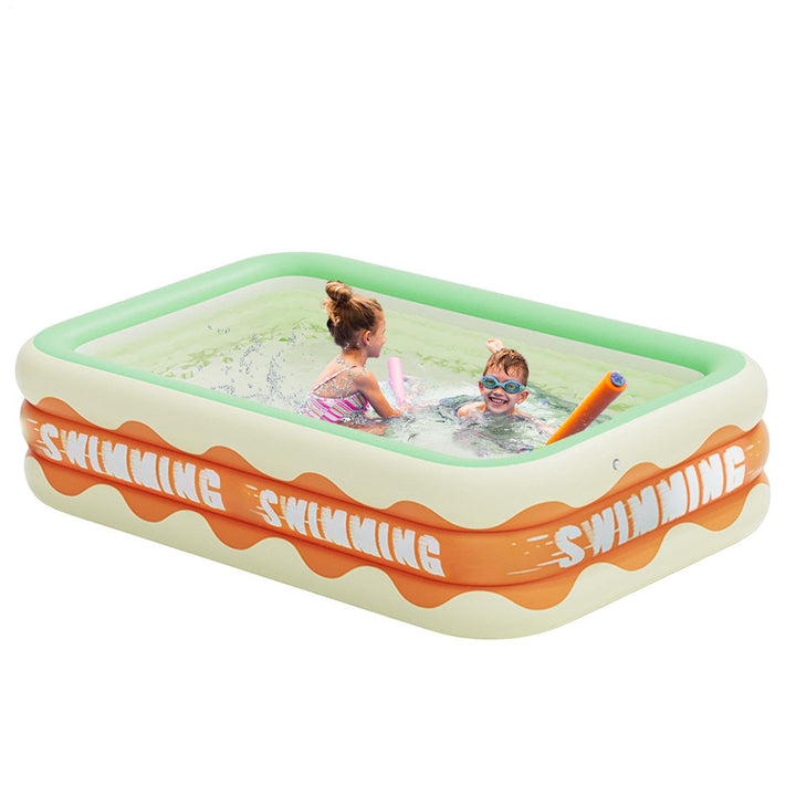 210x140x60cm Aufblasbarer Pool Rechteckig, Aufblasbares Schwimmbad, Planschbecken, Familienpool, Kin